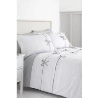 Catherine Lansfield Milo Bow Duvet Cover Set in White | Size: Super King