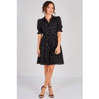 Love Sunshine Women's Black Ditsy Floral Tea Dress | Size: Small