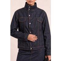 Rebellious Fashion Women's Adalia Funnel Neck Denim Jacket in Indigo | Size: 8
