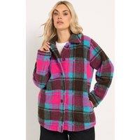 Yours Women's Checked Teddy Borg Fleece in Pink | Size: 30-32