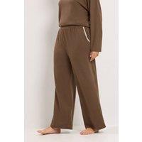Yours Women's Whipstitch Wide Leg Trousers in Chocolate | Size: 18