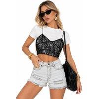 Squalo Women's Cotton Denim Shorts in Off-White | Size: Small