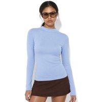 Busem Women's Slim Fit Half Turtleneck Blouse in Baby Blue | Size: Medium