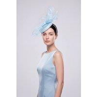 Vellin Women's Elegant Loop Mesh Fascinator with Feather Detail in Baby Blue