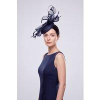 Vellin Women's Elegant Loop Mesh Fascinator with Feather Detail in Navy