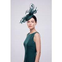 Vellin Women's Elegant Loop Mesh Fascinator with Feather Detail in Green