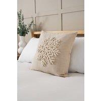 BHS Bobble Snowflake Cushion in Natural | Size: 45 cm x 45 cm