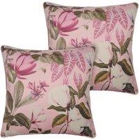 OHS 2 Pack Printed Floral Cushion Covers Home Decor Set in Pink | Size: 45 cm x 45 cm