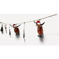 shoeless . Reindeer & Tree Metal Christmas Garland 70 x 7 cm in Brown