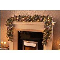 Marco Paul 6ft Pre-Lit Snow Dusted Christmas Garland in Green
