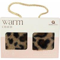 Aroma Home Faux Fur Hand Warmers Leopard Print in Brown