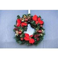 Marco Paul 40cm Luxury Christmas Wreath with Red & Gold Baubles in Green