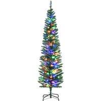 HOMCOM Pencil Artificial Christmas Tree with Colourful LED Lights in Green | Size: 6ft