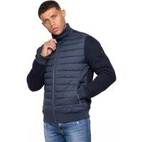 Enzo Men's Quilted Hybrid Jacket in Navy | Size: Large