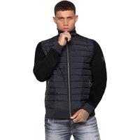 Enzo Men's Quilted Hybrid Jacket in Black | Size: 2XL