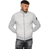Enzo Men's Quilted Hybrid Jacket in Light Grey | Size: XL