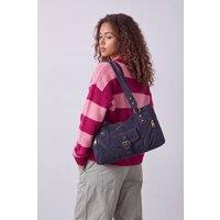 Vellin Women's Women's Suede-Look Shoulder Bag with Buckle Pocket Detail in Blue