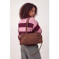 Vellin Women's Women's Vintage Suede-Style Shoulder Bag with Buckle Detail in Brown
