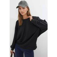 Busem Women's Relaxed Fit Crew Neck Knitted Sweatshirt in Black | Size: Large