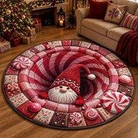 YnysTec Christmas Decorations 3D Rug Xmas Optical Illusion Santa Claus Mat in Light Red | Size: 60 cm x 65 cm