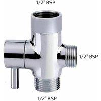 YnysTec Zinc Alloy 3-Way Diverter Tap Accessory G1/2 for Handheld Shower Heads in Silver
