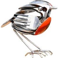 YnysTec Sheremart Hopewings Scrap Metal Robin Bird Art Sculpture Outdoor in Silver