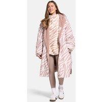 OHS Zebra Print Sherpa Lined Water Resistant Coat Drying Changing Robe in Beige | Size: Large/XL