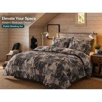 Homes-Linen Arlo Triangles Geometric Reversible Duvet Cover Set in Grey | Size: Single