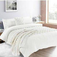 Homes-Linen Xmas Tree Teddy Fleece Bedding Set Duvet Cover with Pillowcase in White | Size: Super King
