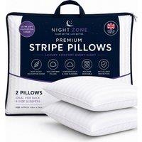 Homes-Linen Satin Stripe Pillows Soft Hollow Fibre Hotel Quality Pillows Pack of 2 in White
