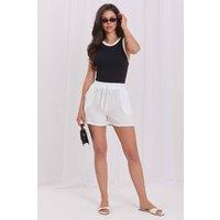Love Lace Women's Summer Cotton Shorts with Pockets in White