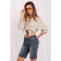 Love Lace Women's Summer Cotton Shorts with Buttons in Blue | Size: Medium