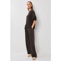 Happiness Istanbul Women's Wide Leg Two-Piece Set with Crew Neck Blouse in Brown | Size: Large