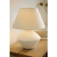 ValueLights Austin White Linen Tapered Shade Distressed Ceramic Table Lamp