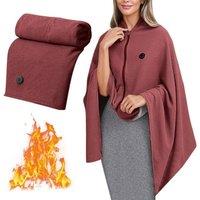YnysTec Wearable Warm Shawl Washable Leg Cover New USB Electric Heated Blanket in Red