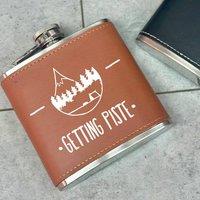 The Alphabet Gift Shop Getting Piste Skiing Hip Flask in Brown