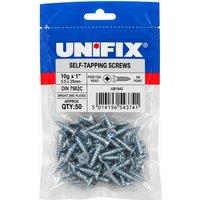 Unifix Self-Tapping Screws Pozi Csk Head AB DIN 7982C BZP - 10G x 1" in Silver