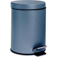 Harbour Housewares 3L Round Bathroom Pedal Bin - Stainless Steel Slim Rubbish Dustbin in Blue