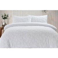 Homes-Linen Teddy Duvet Set Floral Soft Fleece in White | Size: Single