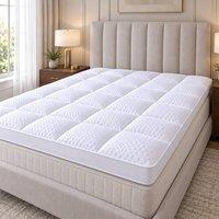 Homes-Linen 5cm Microfibre 3D Bubble Mattress Topper Hotel Quality Comfort in White | Size: Double