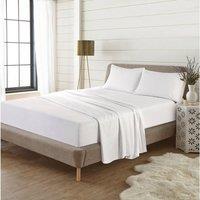 Homes-Linen Flannelette Extra Deep Fitted Sheet 40cm 100% Brushed Cotton Warm in White | Size: Single