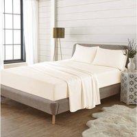 Homes-Linen Flannelette Extra Deep Fitted Sheet 40cm 100% Brushed Cotton Warm in Cream | Size: Single