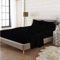 Homes-Linen Flannelette Extra Deep Fitted Sheet 40cm 100% Brushed Cotton Warm in Black | Size: Single