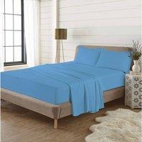 Homes-Linen Flannelette Extra Deep Fitted Sheet 40cm 100% Brushed Cotton Warm in Blue | Size: Single