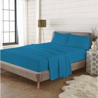 Homes-Linen Flannelette Extra Deep Fitted Sheet 40cm 100% Brushed Cotton Warm in Teal | Size: Single