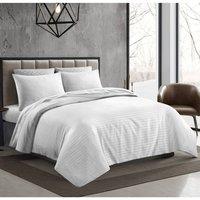 Homes-Linen 250 Thread Count Stripe Duvet Cover Set 100% Premium Cotton Hotel in White | Size: King