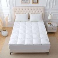 Homes-Linen Goose Feather & Down Mattress Topper 5cm Luxury Hotel Style Mattress in White | Size: Small Double