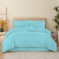 Homes-Linen 180 Thread Count Percale Duvet Cover Set Non Iron Polycotton Bedding in Aqua | Size: Single