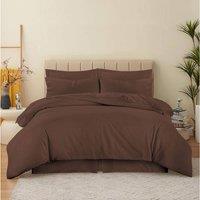 Homes-Linen 180 Thread Count Percale Duvet Cover Set Non Iron Polycotton Bedding in Chocolate | Size: Single