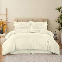 Homes-Linen 180 Thread Count Percale Duvet Cover Set Non Iron Polycotton Bedding in Cream | Size: Single
